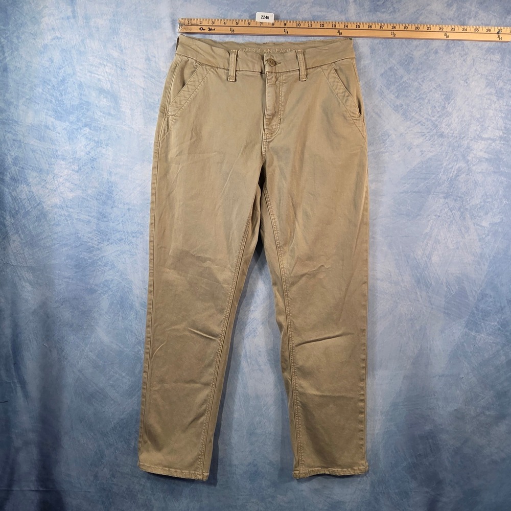 American Eagle Khaki Chino Pants Womens 4 Short Tan Stretch Straight Leg 2246